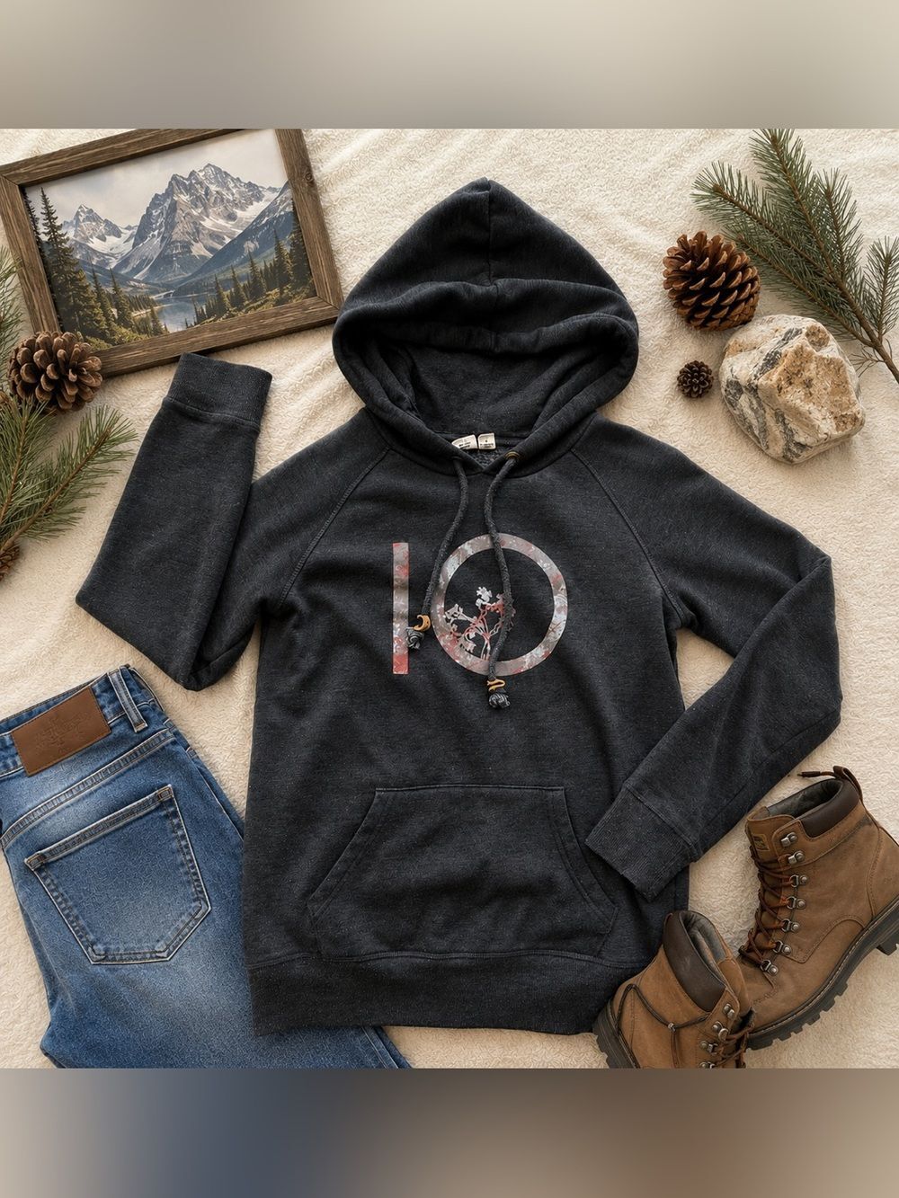 tentree Graphic Hoodie Women’s Small Gray Organic Cotton Recycled